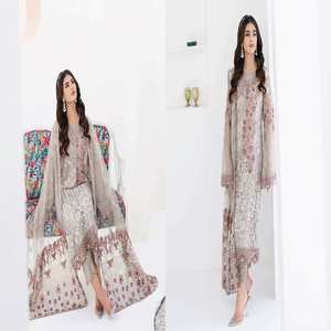 Marca Ramsha 2023, traje de fiesta de boda de 3 piezas de gasa bordado pesado Salwar Sari Lawn para mujer, diseño largo para adultos paquistaní - Product Image 5