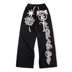 Pantalones Deportivos de Felpa de Algodón Extra Grandes al por Mayor, Personalizables, Pantalones Acampanados Desgastados - Product Image 3