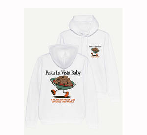 Sudadera con capucha de algodón regular personalizada sudadera blanca Pasta La Vista - Product Image 1