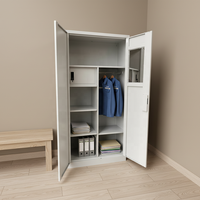 Armoire de rangement métallique avec coffre-fort, armoire de classement en acier à 2 portes, casier de rangement pour vêtements et dossiers