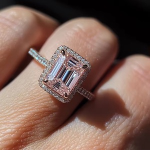 Elegant 14K White Gold Pink Moissanite <b>Two</b> <b>Stone</b> Engagement <b>Ring</b> for Women Perfect Wedding Anniversary Jewelry Gift - Product Image 3