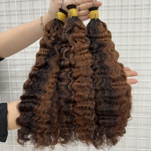 Vente en gros 30 pouces extensions de cheveux vierges bouclés birmans Piano brun cheveux humains vietnamiens 1B couleur cuticules alignées brut - Product Image 1