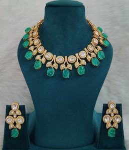 ชุดสร้อยคอโมอิสซาไนต์คุณภาพพรีเมียม แบบโพลกี้และดับเบิ้ลเล็ต ดีไซน์สวยงามทันสมัย เหมาะสำหรับงานแต่งงานและงานเลี้ยง - Product Image 5