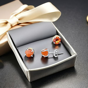 Raw Sunstone <b>Stud</b> <b>Earrings</b> <b>for</b> <b>Women</b> 5-7mm Natural Gemstone Handmade Gold-Plated <b>Silver</b> Jewelry <b>for</b> Gift - Product Image 3