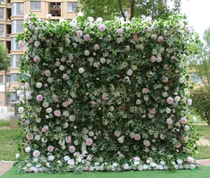 シミュレーション布の背景花の壁人工バラの壁緑の植栽壁結婚式の背景