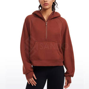 Elegante suéter de moda para mujer con media cremallera Sudadera con capucha 2023 hecho a medida último diseño mujeres media cremallera sudaderas con capucha para mujer - Product Image 1