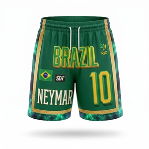 Shorts de basketball pour hommes à impression numérique, vert et jaune, imprimé sur le devant, cordon de serrage tissé, taille mi-haute, décontracté, respirant, en polyester - Product Image 1