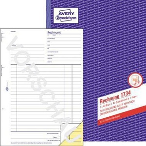 Papier de bureau Avery Zweckform Facture DIN A4 1 copie autocopieuse 2 x 40 feuilles - Product Image 1