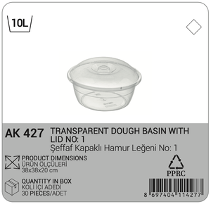 Afossa - Tazón de Plástico Transparente Moderno con Tapa, Recipiente de Almacenamiento para Cocina, Apto para Alimentos, 10 Litros, Ecológico, Venta al por Mayor - Product Image 2