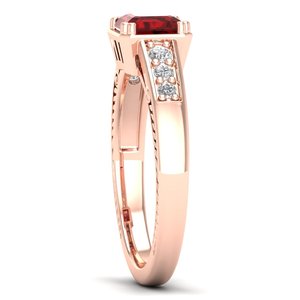 โรงงาน REYES ขายตรง แหวนทองคำแท้ 14K 18K ประดับพลอยโกเมนทรงเหลี่ยม 0.75 กะรัต สำหรับผู้หญิง เครื่องประดับมอยส์ซาไนต์ VVS - Product Image 3