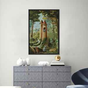 ผ้าใบพิมพ์ลายแฟนตาซีแคททาวเวอร์: ลายป่าเทพนิยายแสนน่ารัก กรอบสีดำ - Product Image 1