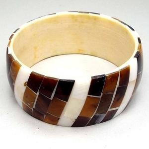 Antique Brass Bone Inlay Handcrafted Fashion Bangle Durable <b>Pin</b> <b>Hinged</b> Bracelet Accessory - Product Image 1
