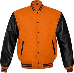 Chaqueta universitaria hecha con logotipo personalizado con mangas de mezcla de lana, logotipo personalizado, disponible en todos los tamaños, proveedor OEM, buen precio - Product Image 1