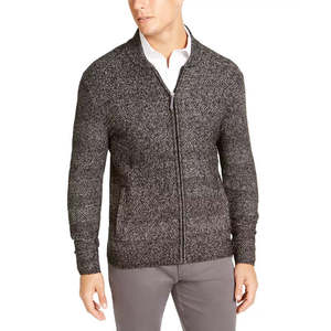 Pull à capuche en cachemire mélangé Tasso Elba pour homme, style mode, avec logo imprimé, fermeture éclair intégrale, chaud pour l'automne, noir, taille S - Product Image 1