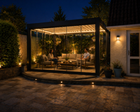 Casas Modernas de Paneles Sándwich con Cerramiento de Vidrio, Casa Prefabricada con Patio, Espacio de Vida al Aire Libre, Diseño Rectangular Impermeable