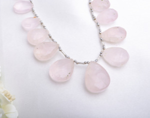 Cuentas de Cuarzo Rosa Facetadas en Forma de Pera de 8 Pulgadas, Naturales, para la Elaboración de Joyería Fina - Product Image 6