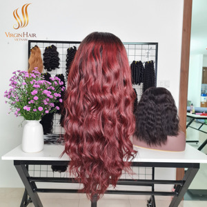 Trinh nữ tóc Việt Nam Burgundy đỏ tóc giả Burgundy Bó nguyên phần mở rộng tóc người - Product Image 3