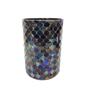 Bougeoir et support en mosaïque de lustre marron durable pour la décoration de maison et de mariage Support votif rond en verre décoratif pour la maison - Product Image 1