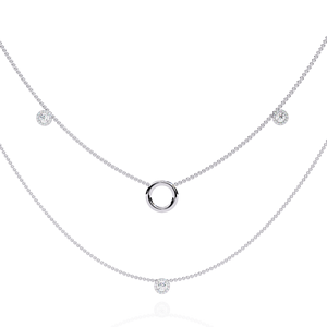 สร้อยคอเพชรสองชั้นสีทอง18K สุดหรูทำจากเพชรธรรมชาติและประณีตเครื่องประดับคุณภาพสูง - Product Image 1