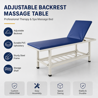 Table de massage d'hôpital à dossier réglable, lit de thérapie professionnel avec étagère de rangement, canapé de massage en cuir PVC HBJF