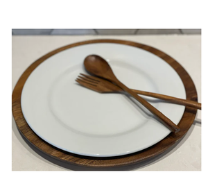 Assiettes de chargeur en bois dîner servant à la main événement fête dîner mariage élégant 13 pouces diamètre plaque de Logo personnalisé - Product Image 2