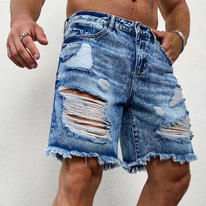 Shorts en jean déchirés pour homme, style décontracté d'été, design effiloché, franges, nouveau style tendance, 100% coton, écologique - Product Image 6