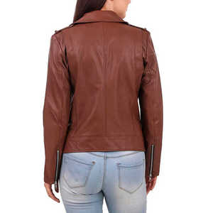 Chaqueta de cuero Pu corta informal con estilo para mujer de calidad superior transpirable nueva moda diseño de cremallera chaquetas de mujer - Product Image 4