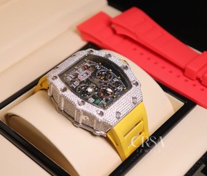 นาฬิกาเพชรสีเหลืองระดับไฮเอนด์สำหรับผู้ชายนาฬิกาผู้ชายประดับด้วยเพชรธรรมชาติ - Product Image 6