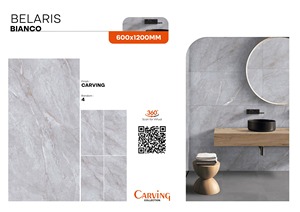 Azulejos de porcelana vitrificada Premium de 600x1200mm | Belaris Bianco-Acabado tallado | Azulejo de 24x48 pulgadas para interiores de lujo - Product Image 2