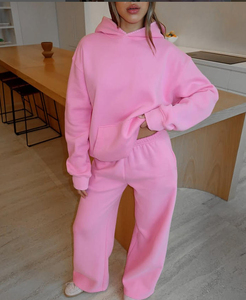 Ensemble de survêtement décontracté pour femme en 2 pièces pour l'hiver, sweat-shirt oversize, pantalon de survêtement à jambes larges, sweat-shirt à col rond, tenues imprimées ou unies - Product Image 6