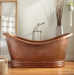 อ่างอาบน้ำทองแดงมีสไตล์ที่มีรูปทรงเพรียวบางการออกแบบเชิงมุมและฐานที่มั่นคงสไตล์อิสระมีจำหน่ายในราคาขายส่ง - Product Image 4