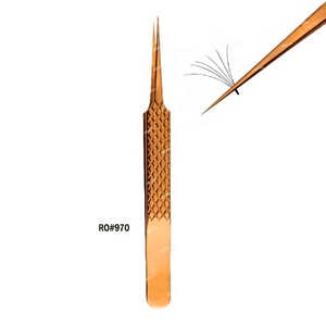แหนบสำหรับต่อขนตาสีพลาสม่าโรสโกลด์เครื่องมือแต่งหน้าออกแบบโลโก้ได้ตามต้องการ - Product Image 1