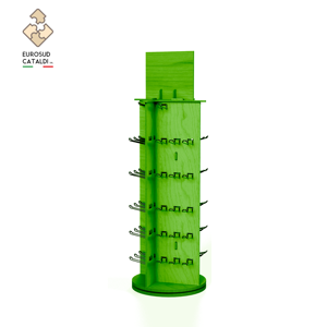 Espositore in legno verde di qualità con ganci fabbricato Made in Italy in betulla altezza 95 cm per negozi e supermercati. - Product Image 1