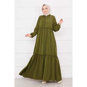 Khaki Elastic Sleeve Drawstring Hijab <b>Abaya</b> Durable Neckerchief - Product Image 5