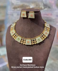 ชุดสร้อยคอที่ดูดีมีเสน่ห์พร้อมต่างหูแบบโบราณเครื่องประดับเจ้าสาวสวยจากอินเดียสำหรับงานปาร์ตี้และงานแต่งงาน - Product Image 2