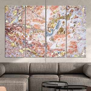 Toile élégante à imprimé marbre doré : Décoration d'intérieur moderne et luxueuse, LOT DE 4 TOILES - Product Image 1