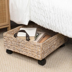 Panier en jacinthe d'eau avec roulettes, panier de rangement fait à la main, vente en gros, écologique, fabriqué au Vietnam - Product Image 4