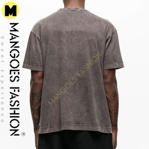 Camisetas ecológicas de lona de algodón pesado con lavado ácido Formal de ajuste Regular para hombre, venta al por mayor con logotipo personalizado bordado - Product Image 3