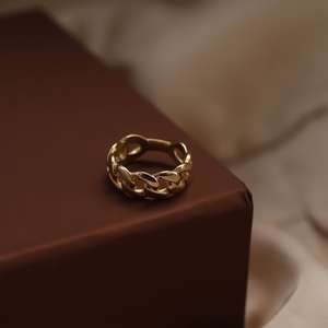 Anillo de cadena de banda de Plata de Ley 925, regalo de joyería fina chapada en oro de 14 quilates para mujer, regalo de boda para ella - Product Image 2