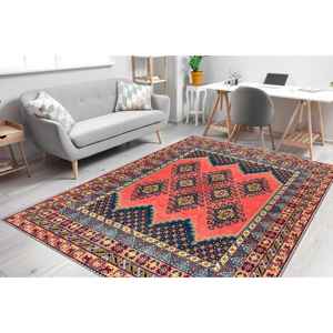 Tapis imprimé au design vintage - Rouge, Bleu, Luxe, Turc, Cuisine, Couloir, Classique, Cool, Cadeau, Tapis en chenille - Product Image 1