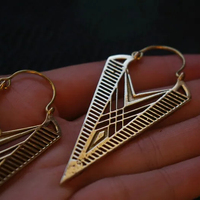 Boucles d'oreilles bohème Triangle Tribal plaqué or 18 carats Fine Hoop Pearl pierre principale Style gitan fête de mariage Festival cadeau chrétien