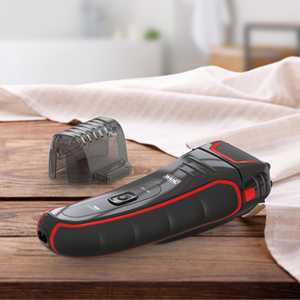 Afeitadora Eléctrica para Hombre con Empuñadura de Goma, Recortadora de Precisión y Lámina Flexible, Resistente al Agua y Fácil de Limpiar en Negro y Rojo - Product Image 1