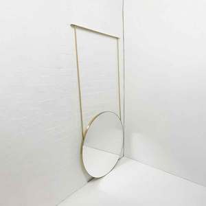 Espejo redondo de acero para pared de salón, espejo redondo de pared con borde de acero inoxidable, decoración minimalista - Product Image 6