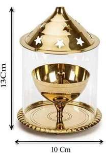Jyot ทองเหลืองพร้อมไส้ตะเกียงปรับได้แบบดั้งเดิมโคมไฟ jyot สำหรับ pooja ปรับได้โคมไฟบูชาพร้อม Bati akhand jyot - Product Image 3
