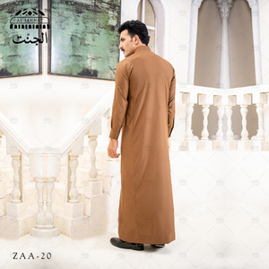 2025 alta calidad transpirable cuello redondo hombres Thobe Jubba Abaya último estilo saudí árabe Kaftan islámico vestido para hombres musulmanes - Product Image 5