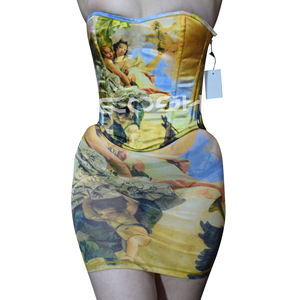 Jupe corset imprimée jaune sublimée avec fermeture éclair latérale - Product Image 3