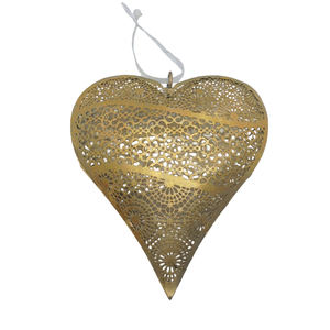 Latest Decorative Set of 2 Metal Hanging <b>Heart</b> Gold W/Gliter for Home and Christmas <b>Decoration</b> Customized Handmade - Product Image 1
