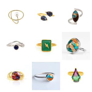 Venta caliente 12mm Rosa ópalo cobre piedra curativa bisel 18K chapado en oro minimalista cojín anillo para mujeres 925 Plata joyería fina - Product Image 5