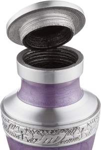 <b>Small</b> Cremation Keepsake Urn for Human Ashes Lavender and Silver Miniature Memorial Urn with Velvet <b>Case</b> - Product Image 3