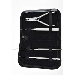 Kit de herramientas para extensiones de cabello con alicates para microanillos, 4 piezas, incluye peine para separar el cabello, aguja de tracción y aguja de bucle para extensiones de cabello. - Product Image 1